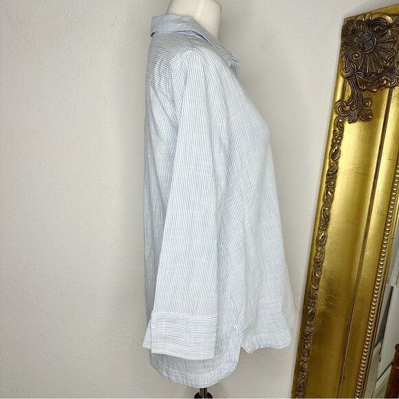 Vineyard Vines Chambray Pinstripe Split Collar Tunic Long Sleeve Popover Size XS - Picture 3 of 5